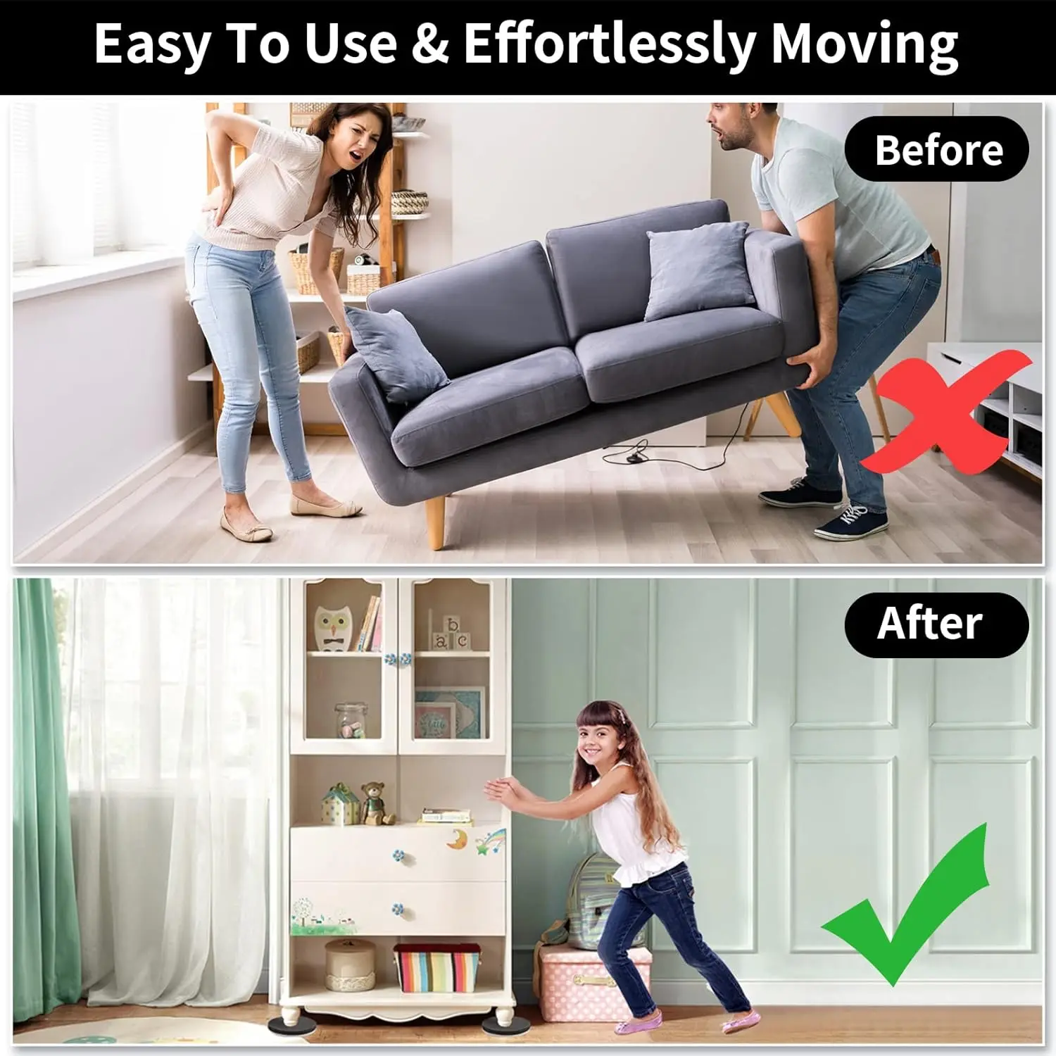 Description Picture 4 of itemThick Felt Furniture Sliders Pads Hardwood Floors Protector Non Slip Sofa Bed Table Chair Leg Cover Caps for Heavy Furniture