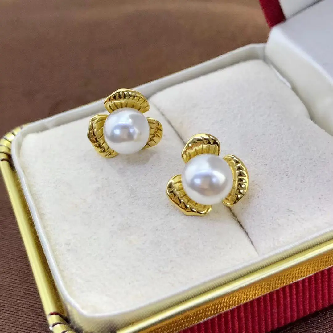 

Wholesale S925 Sterling Silver Earrings Mount Findings Settings Base Mounting Parts Accessory for 6-7mm Pearls 5 pairs/lot