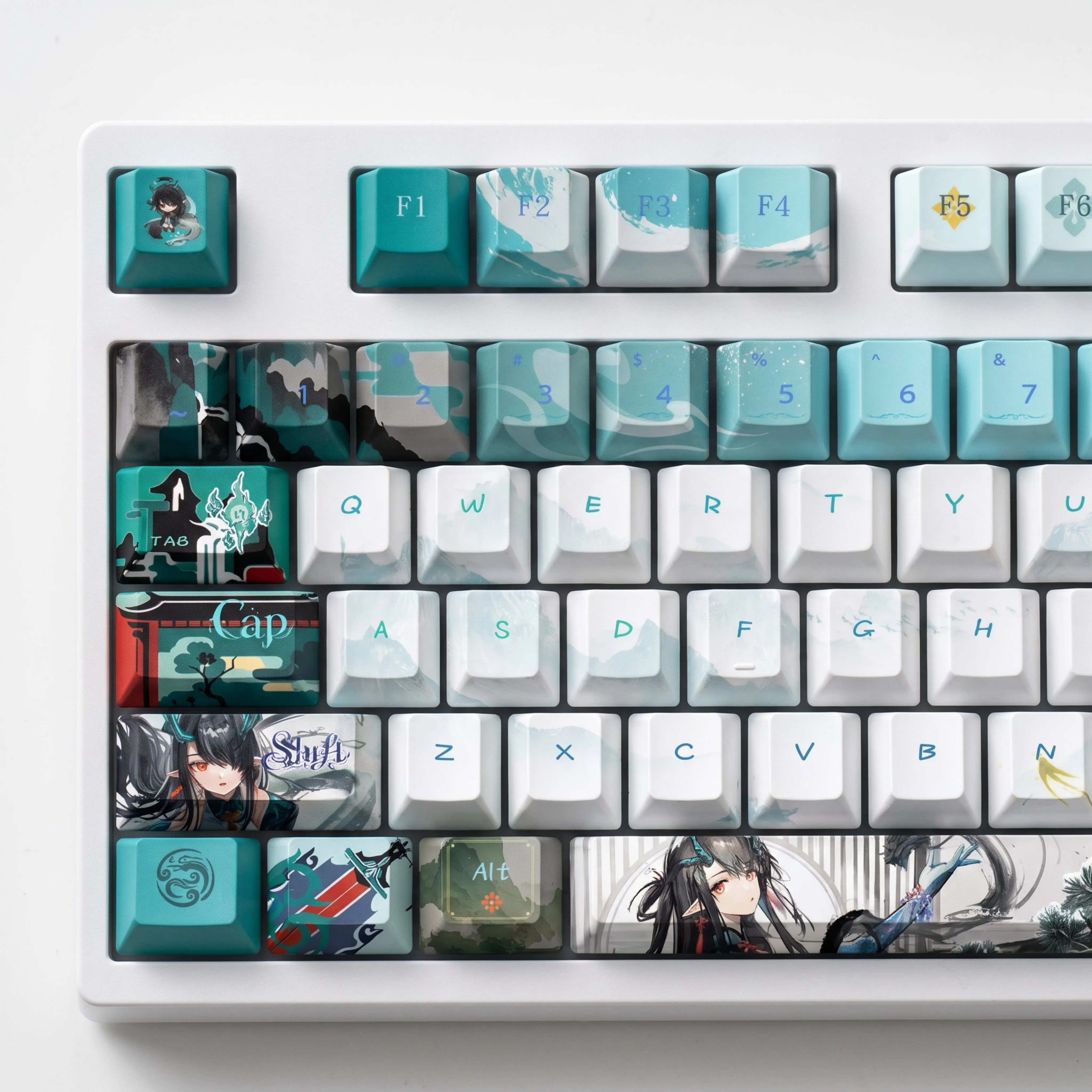 Dusk 122 PBT Keycap Arknights Game DYE Sublimation Key Cover Cherry Cross MX Switch for Mechanical Keyboard Otaku Gift WXH
