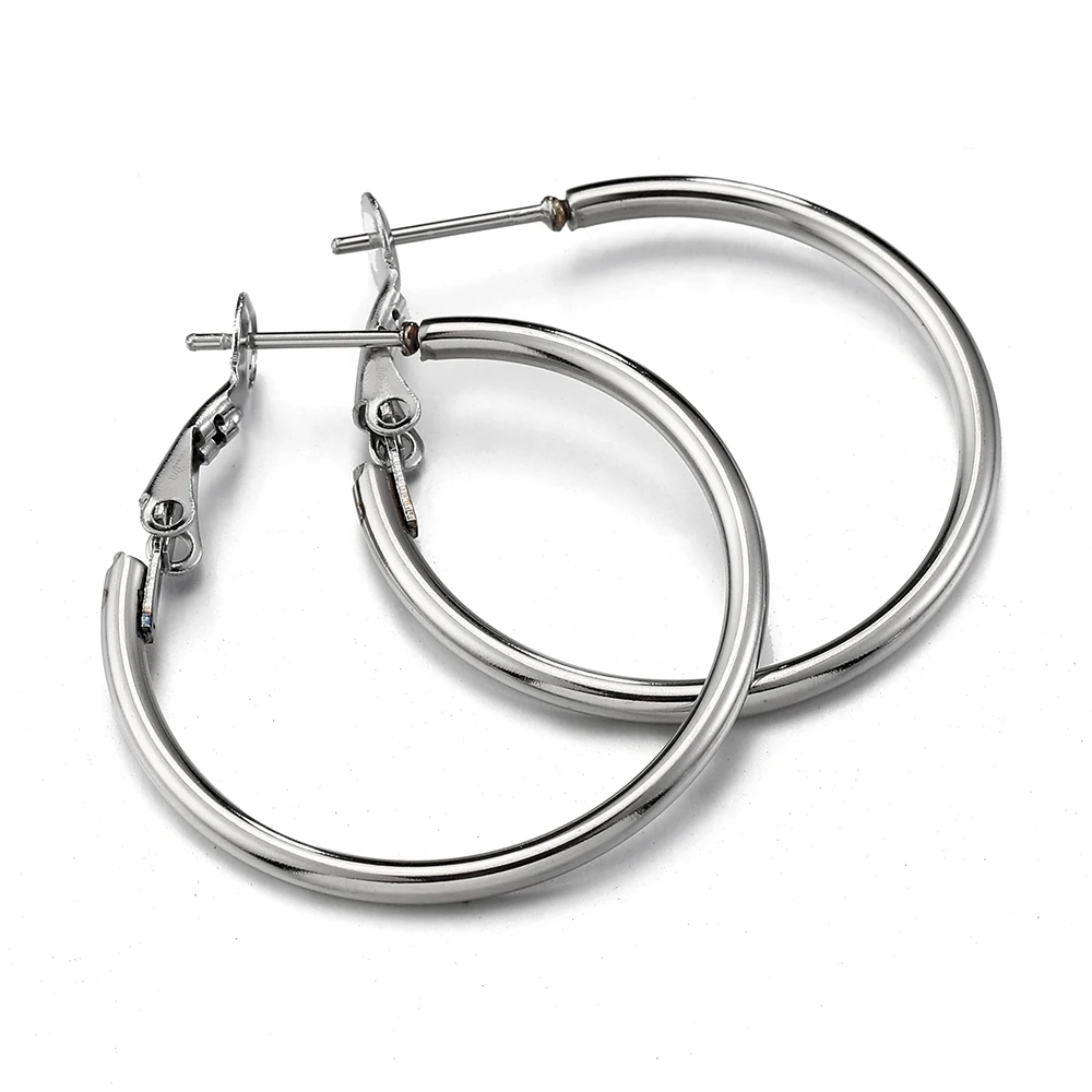 10pcs 2pcs Stainless Steel Round Big Circle Hoop Earring Hoops Gold Color Earring Fashion Women Jewelry Making DIY Accessories