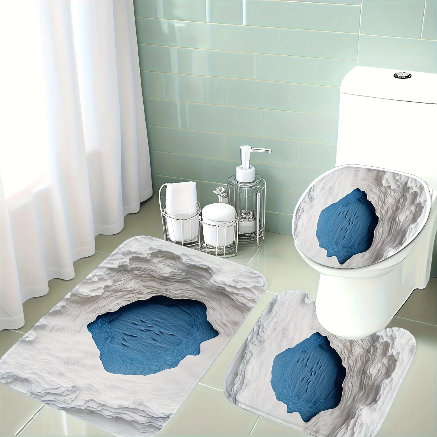 

Рождественское украшение, набор из 3 предметов с текстурой серого и белого камня, дизайн бассейна с темно-синей водой для создания визуального 3D-эффекта