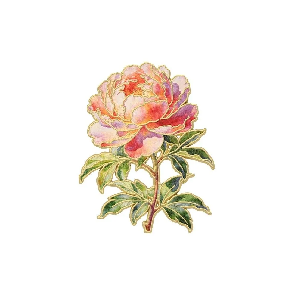 Assorted Colors Flower Brooches Enamel Material Botanical Design Enamel Flower Pins Metal Pin Back 12 Piece Set