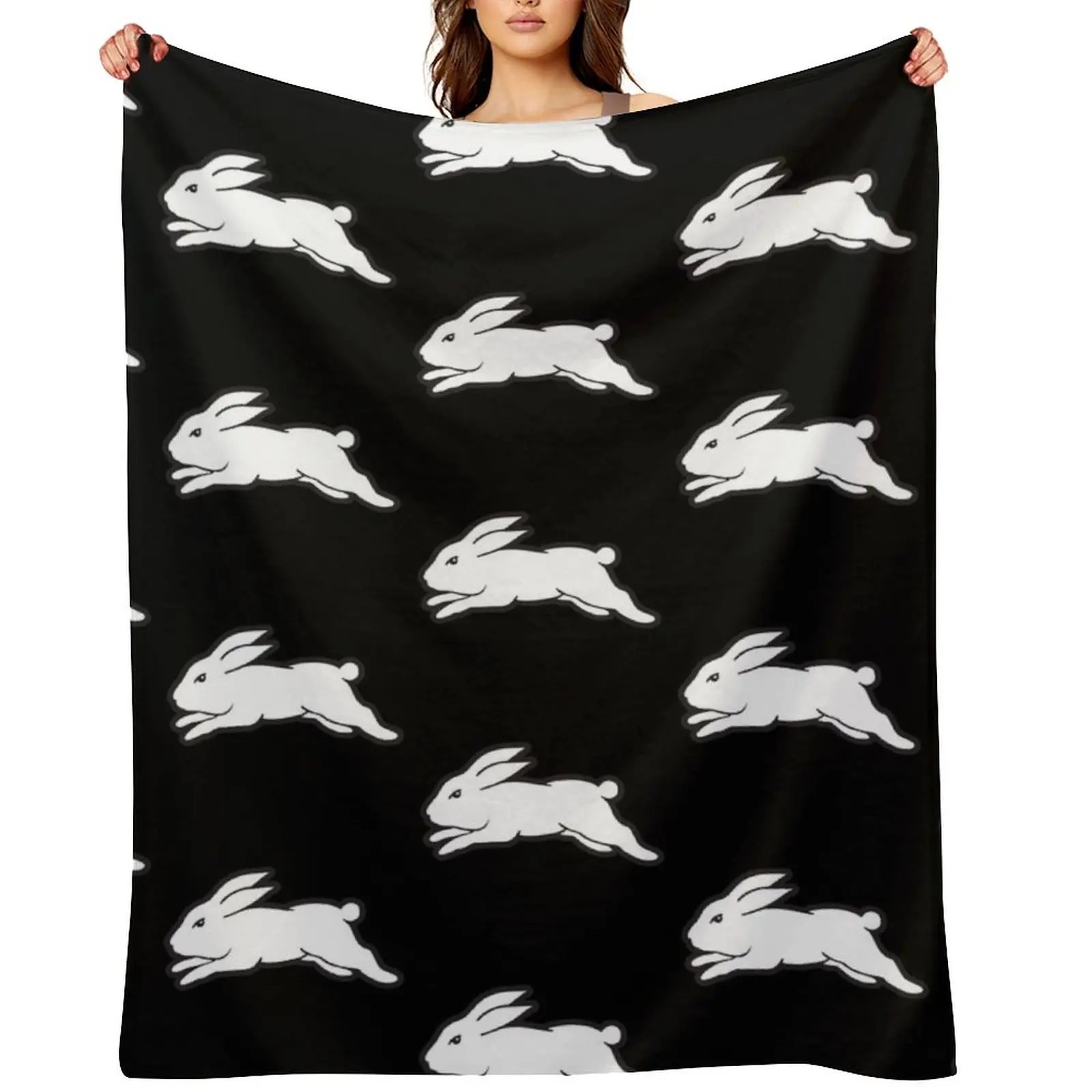 

Reggie-Rabbitohs Throw Blanket Beautifuls Decorative Sofas Luxury Designer Hair Blankets