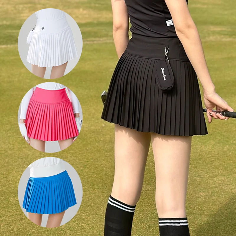 SG Women Pleated Tennis Skirt with Short A-lined Solid Athletic Culottes Ladies High Waisted Golf Skorts Workout Running Skirts