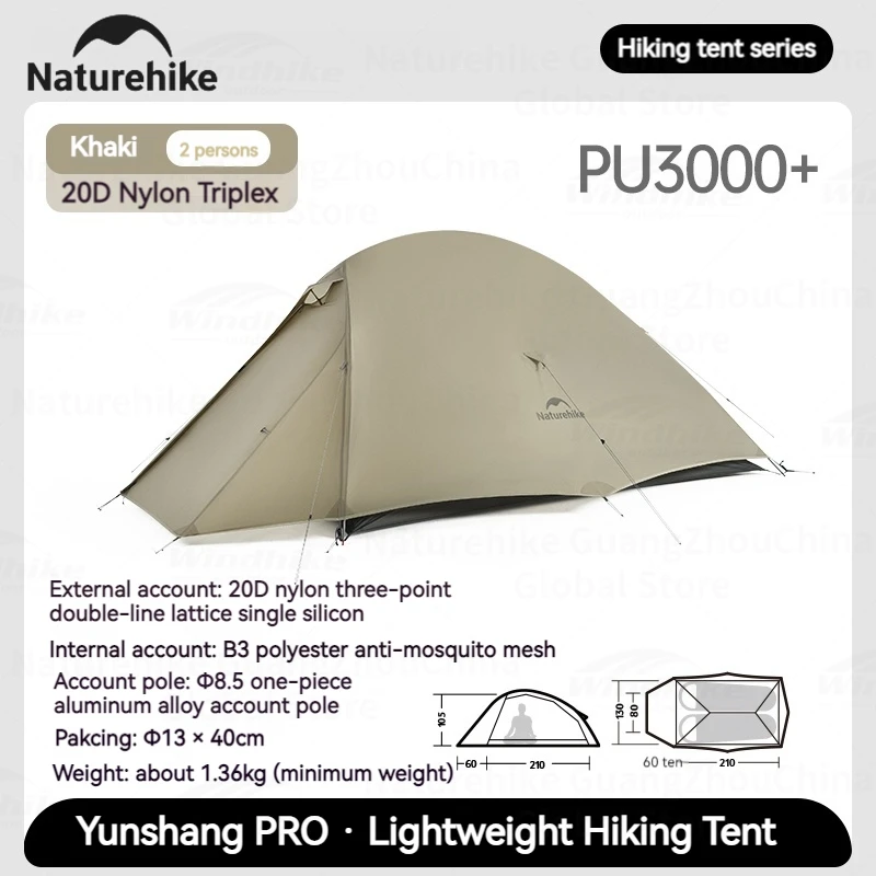 Naturehike Cloud Up Pro Zelt 1/2 Personen 20D Nylon Doppelschichten Leicht Wandern Wasserdicht Schnellbau Reisezelt Atmungsaktiv 5