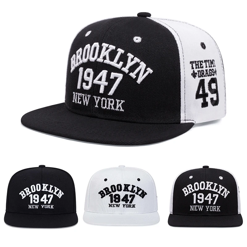 BROOKLYN 1947 Embroidery Snapback Hat AdAlt Hip Hop Caps Outdoor Sports Sun Hats Regulowana czapka z daszkiem