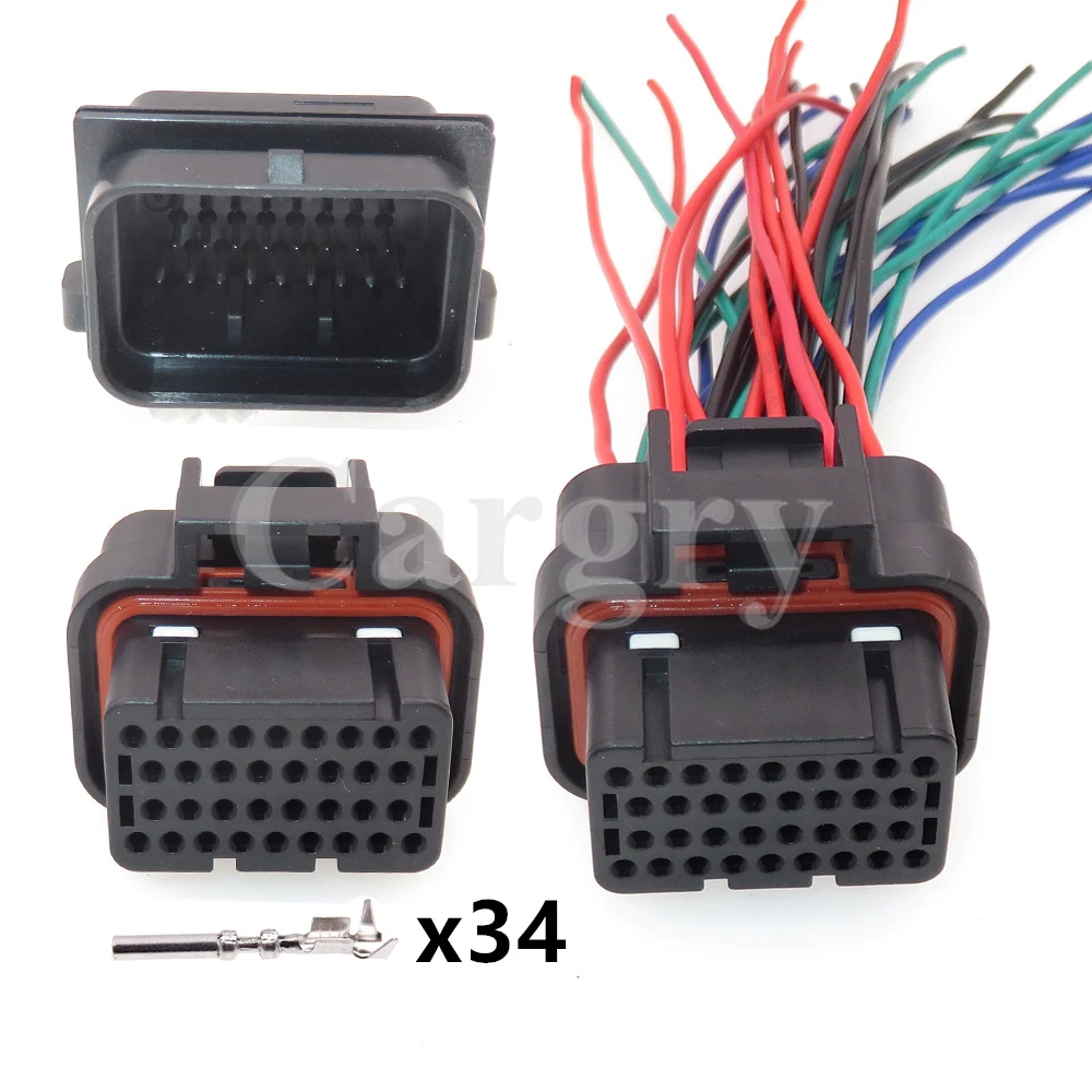 1 Set 34P 4-1437290-1 6437288-2 Automobile Male Female Docking Waterproof Socket Car Starter Cable Harness PCB Connector