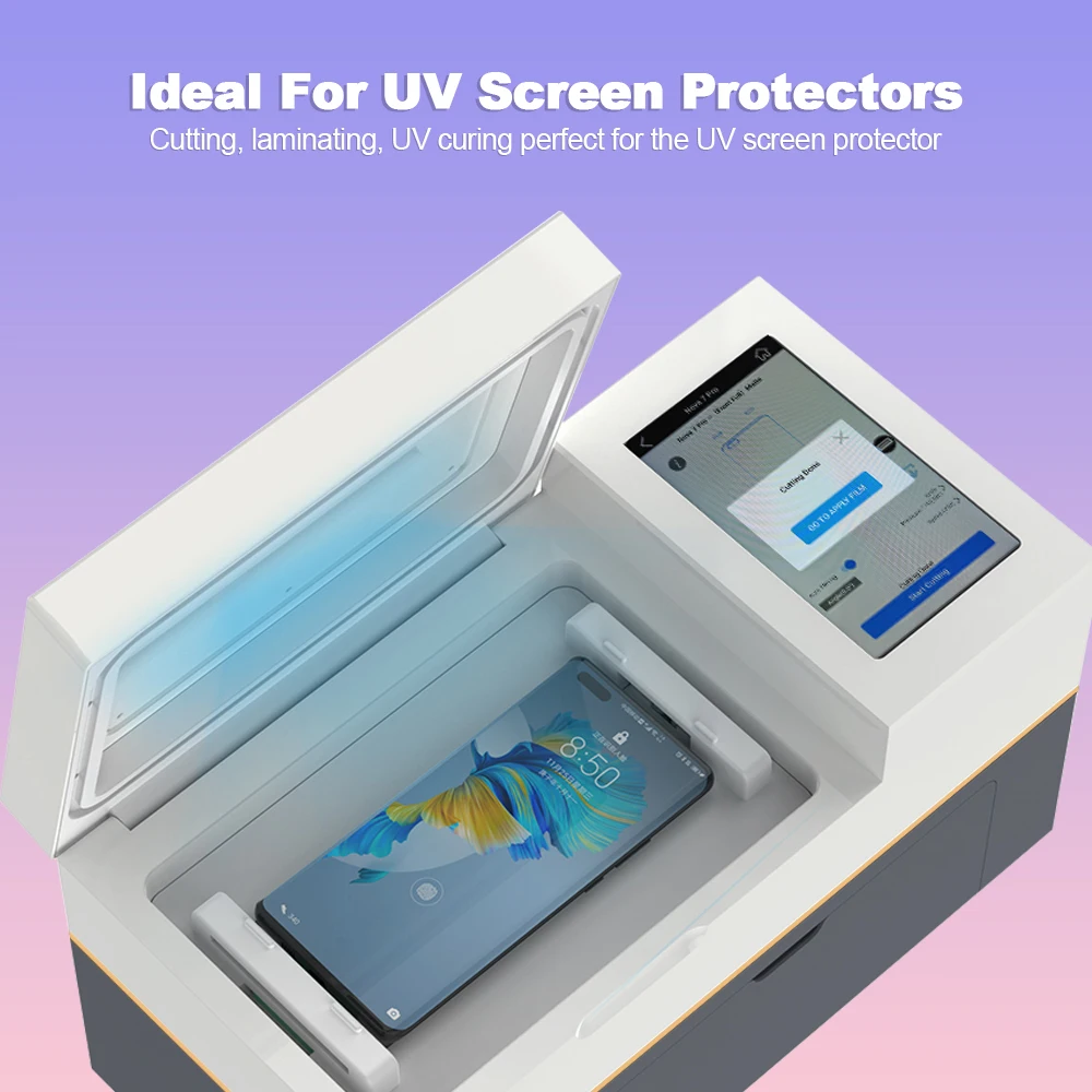 New Arrival Unlimited 2in1 Soft Hydrogel Film Smart Cutting Auto Install UV Laminating Curing Screen Protector Cutting Machine