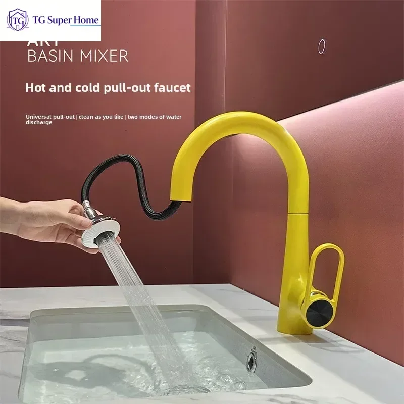 Pull-out Hot/Cold Dual-Mode Sink Faucet for Balcony and Bathroom Use