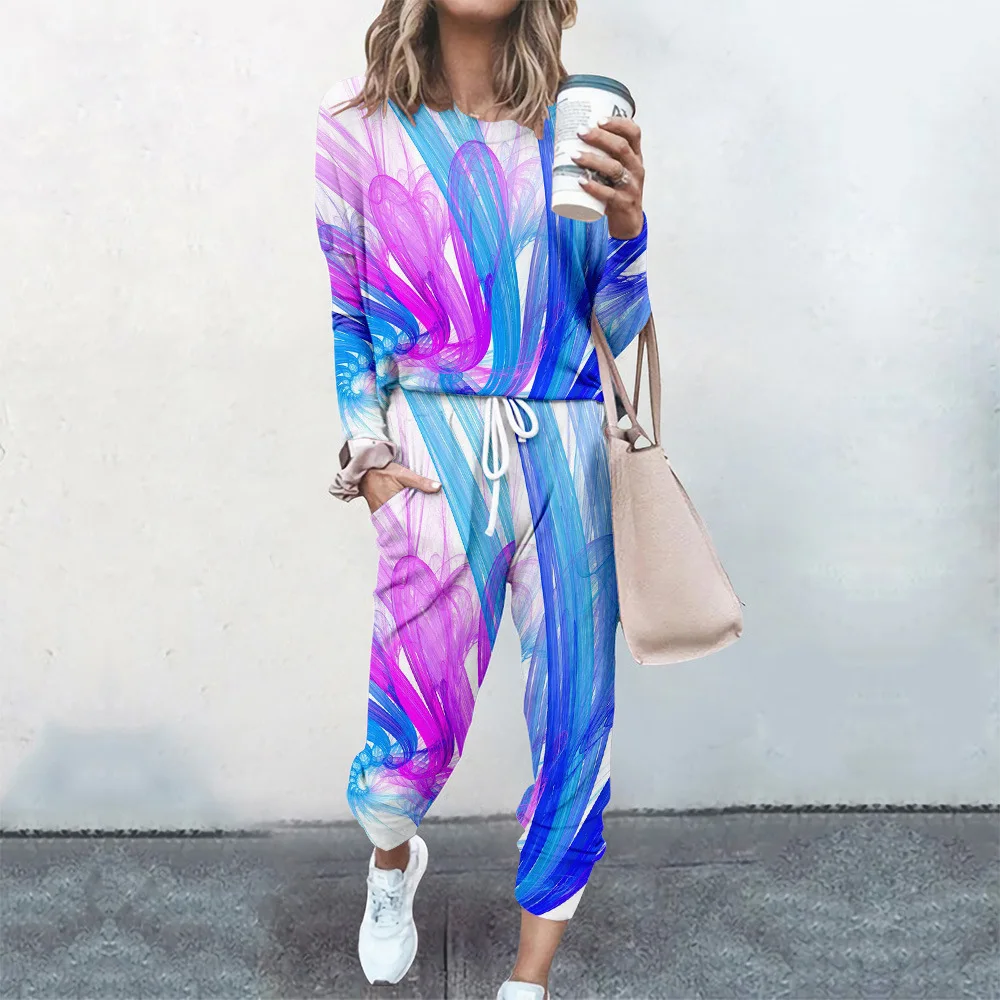 Printemps automne femmes à manches longues pull sweats survêtement 2 pièces ensembles sweat et pantalon costumes vêtements