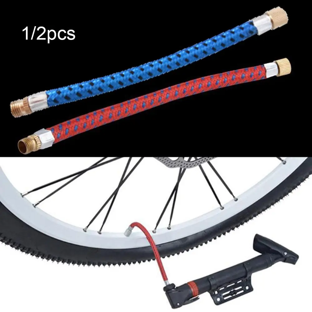 1/2pcs Bicycle Pump Extension Hose Tube Pipe Cord Portable Bike Pumping Service Parts Longer Use150Psi Schrader A/V Valve