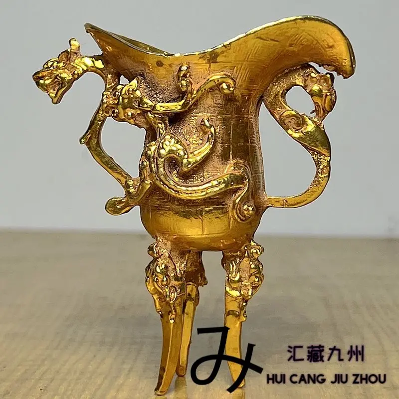 Retro Auspicious pixiu and elephant Jue Cup Wine Vessel Ornament Decoration Tea Pet Figurines Desk Decor Accessories