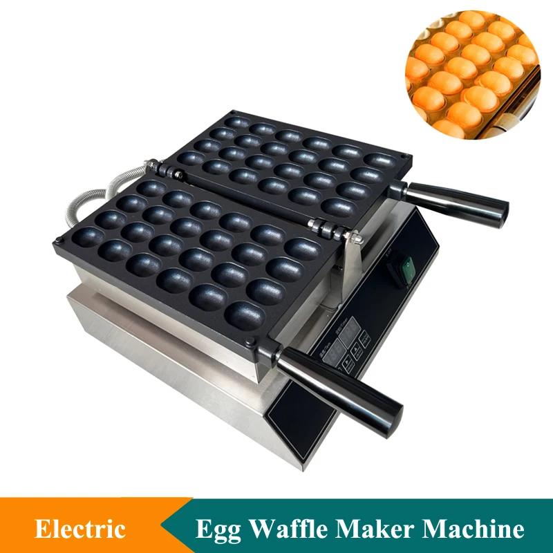 Digital Display Egg Waffle Baking Machine Non-Stick Ellipse Shape Waffle Maker Machine 24 Holes Commercial Egg Waffle Machine