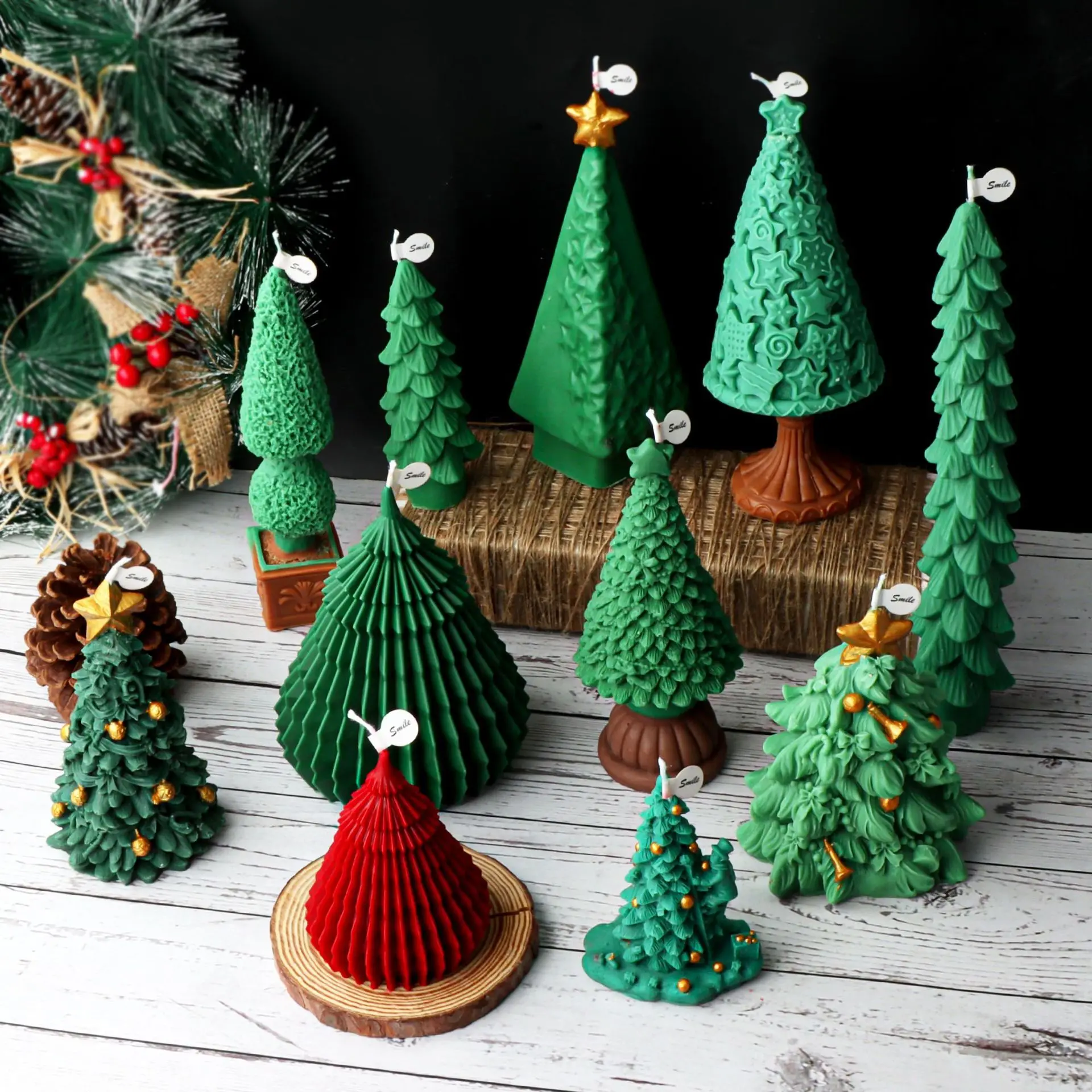 10-25cm 3D DIY Christmas Tree Candle Silicone Mold Christmas Gift Christmas Tree Resin Gypsum Silicone Mold Christmas Decoration