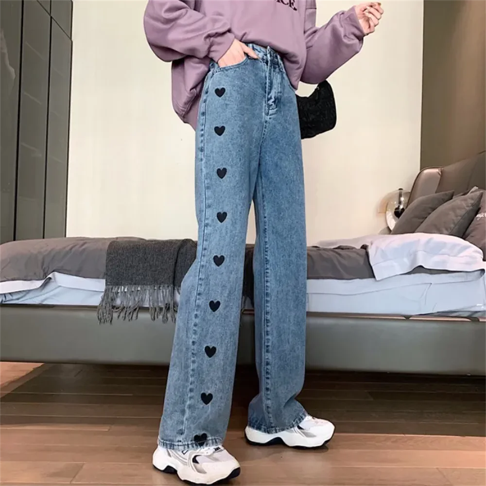 

High Waist Fashion American Vintage Streetwear Y2K Casual Wide Leg Jean Female Denim Trouser Baggy Denim Pants Blue Women Jeans