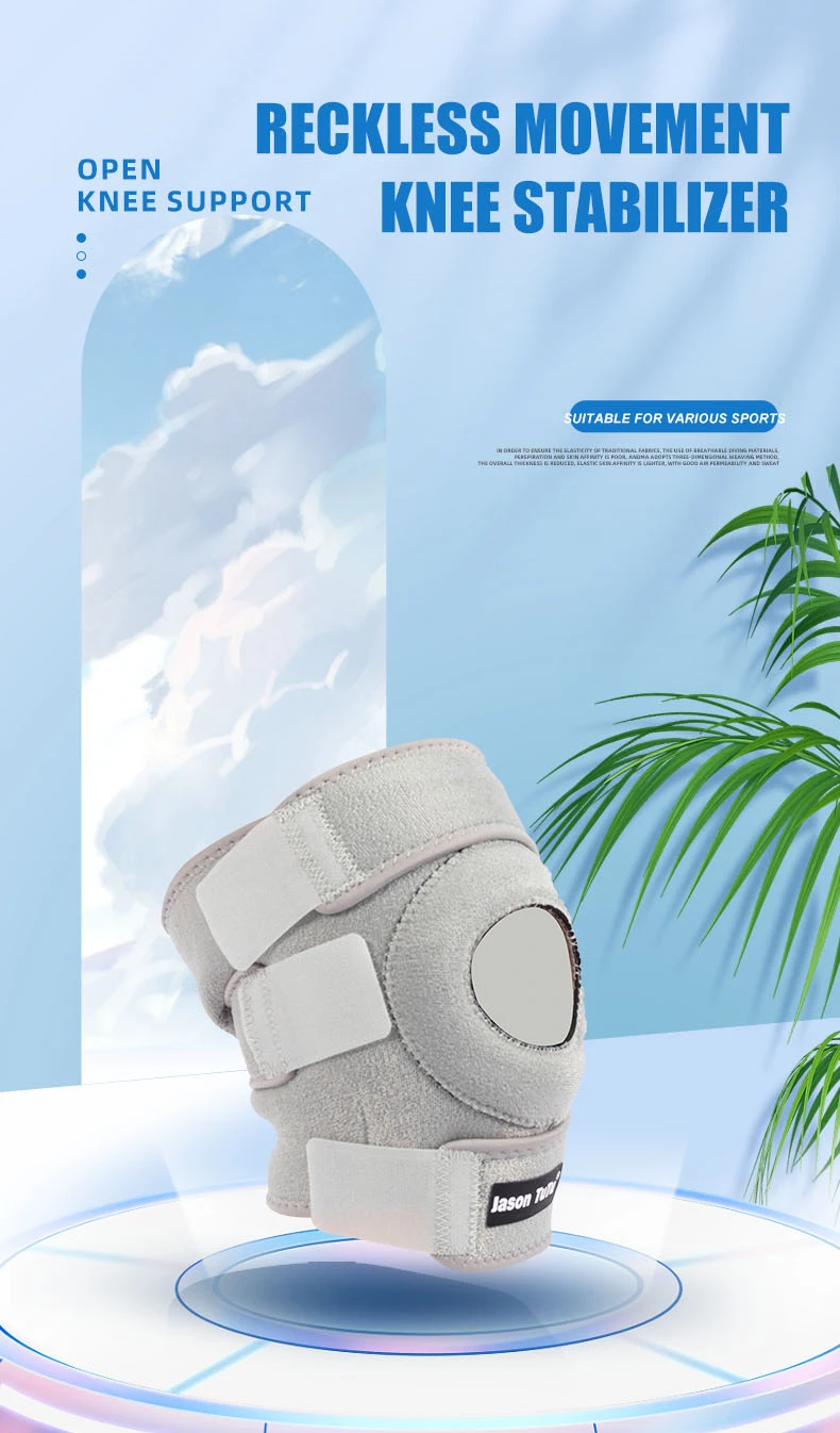 1-teilige Kniestütze mit offenem Patella-Design und verstellbarem Klettverschluss für Laufen, Radfahren, Aerobic, Fitness ﻿ – Detail 1