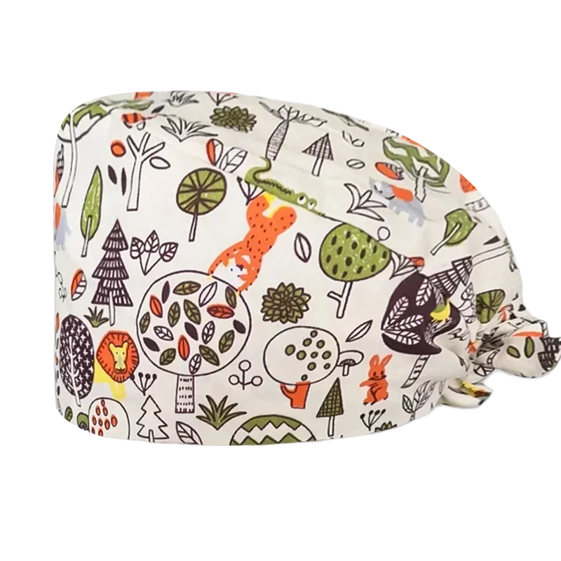 Leopard plaid print Surgical scrub cap Cotton Care Laboratory Pet Clinic Dental Medical School Spa Clinical enfermera accesorios