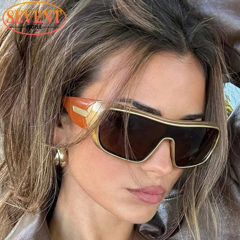

Oversized Y2K One-Piece Shield Sunglasses Women 2025 Luxury Brand Trendy Wrap Around Sun Glasses For Ladies Vintage Goggle Shade