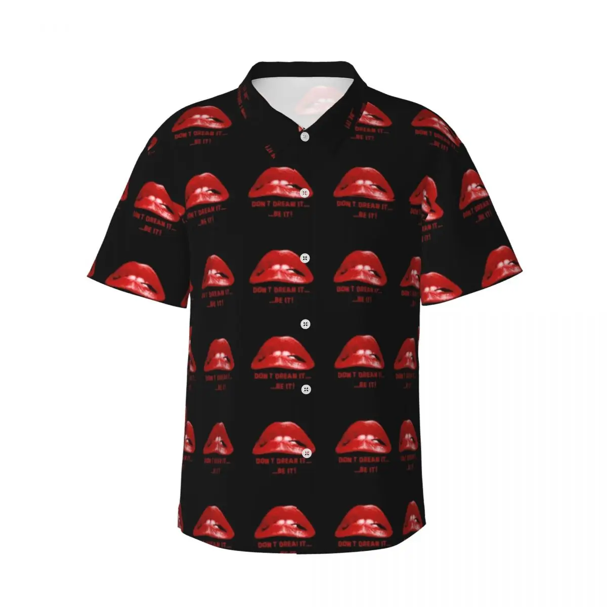 Lips Print Vacation Shirt Do Not Dream it Hawaii Casual Shirts Men Loose Blouses Short Sleeves Street Style Graphic Top