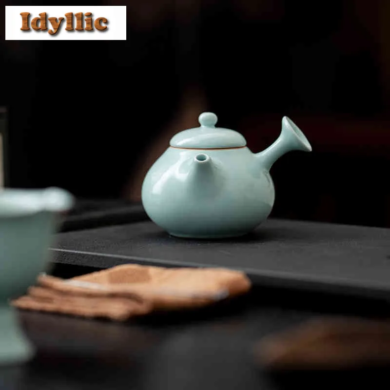 140 مللي كونجيلد الدهون سماوي الجانب مقبض إبريق الشاي الإبداعية الشاي Infuser وعاء الشاي تمرغ غلاية مع مصفاة طقم شاي صيني الحلي #5