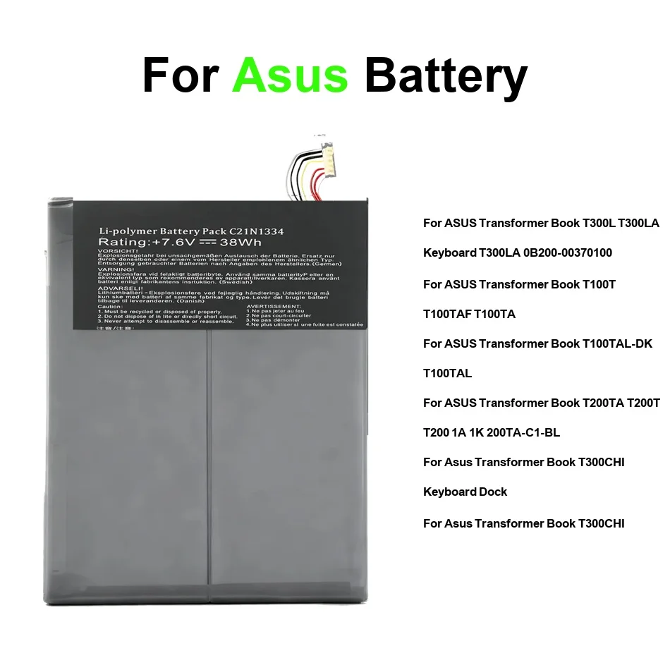 

Battery C11P1421 C21N1334 C21N1421 C21N1418 For Asus Transformer Book t100t t100tal-DK t200ta t300l t300la Keyboard Dock t300chi