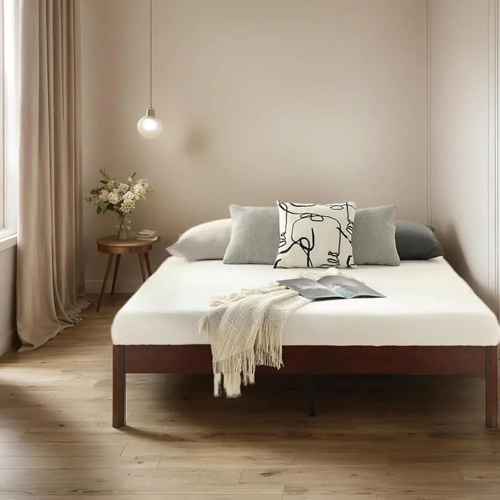 

14 inch Sturdy Heavy Duty Wood Bed Frames with Wooden Slats, Full Size Platform Bed Frame, Natural Classic Design, Easy Set Up,