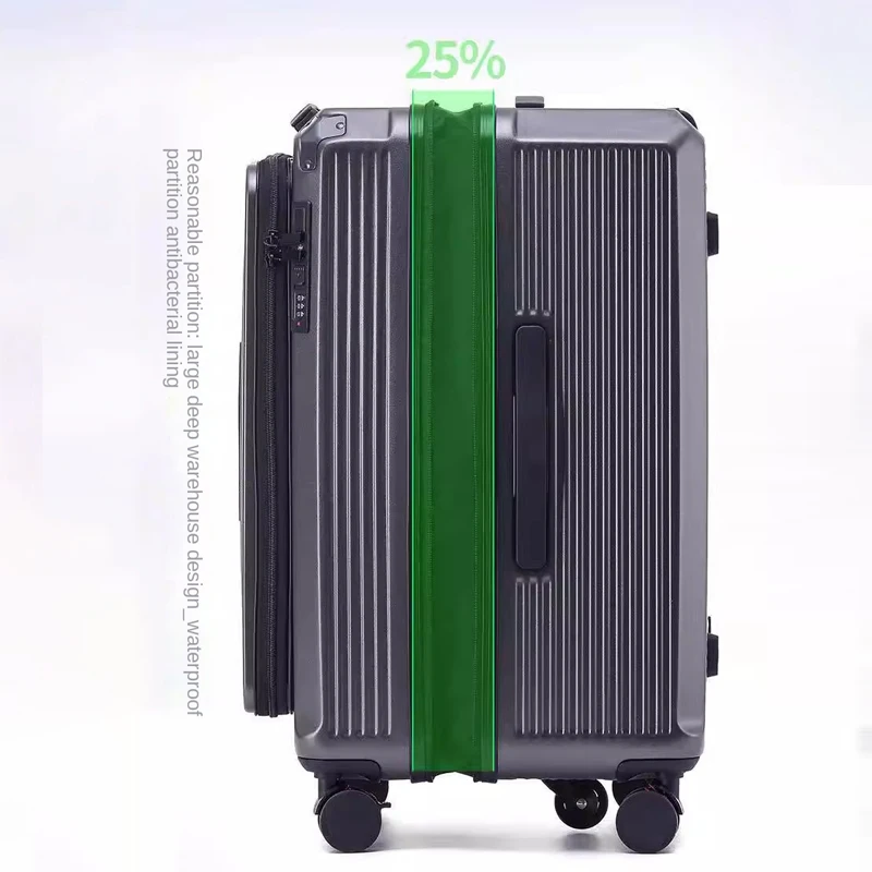Mala expansível nova abertura lateral de 28 polegadas grande compartimento profundo mala de viagem de cinco rodas engrossado 20 polegadas bagagem de mão