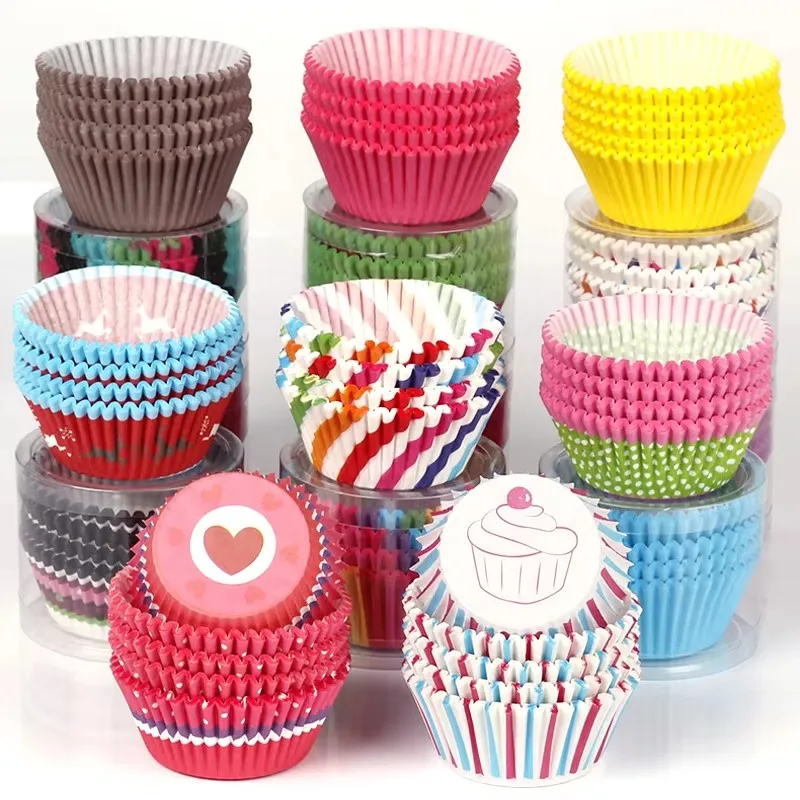 100 Uds. Vasos de papel para magdalenas y magdalenas, revestimiento para magdalenas, caja para hornear muffins, bandeja para fiestas, herramientas de decoración de pasteles, decoración para fiesta de cumpleaños