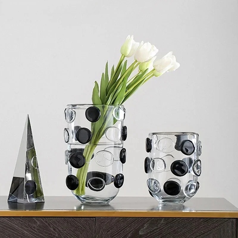 Creative Polka Dot Glass Vase Hydroponics Plant Pots Table Decoration Flower Arrangement Floral Vases Room Aesthetic Decor