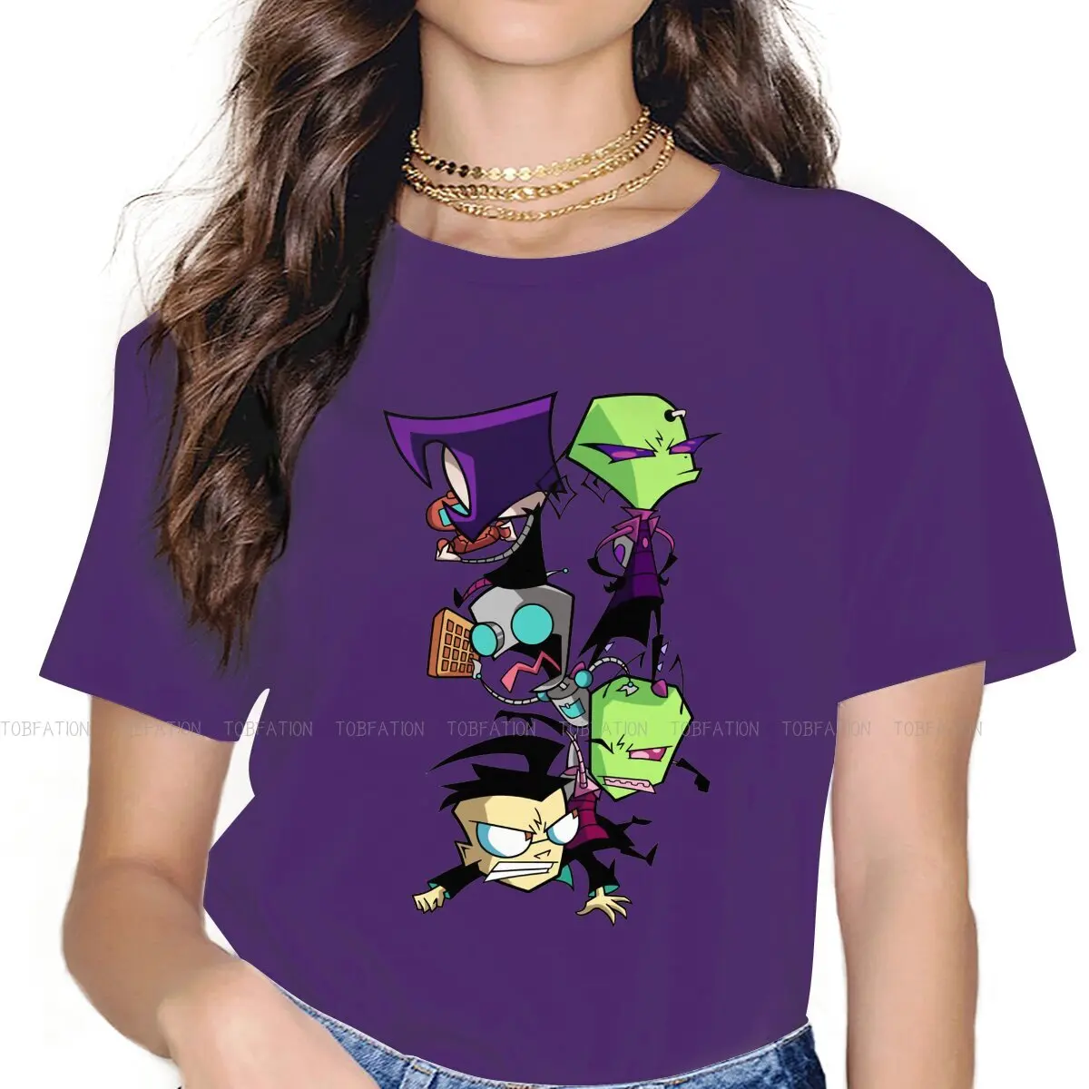 Pile on the Dib  Female Shirts Invader Zim Oversized Vintage Women Clothes Harajuku Casual Feminine Blusas