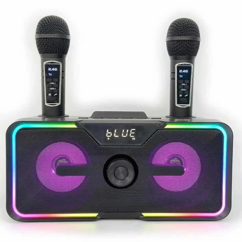 SD215 Bluetooth audio wireless microphone Home KTV Bluetooth speaker integrated double chorus microphone