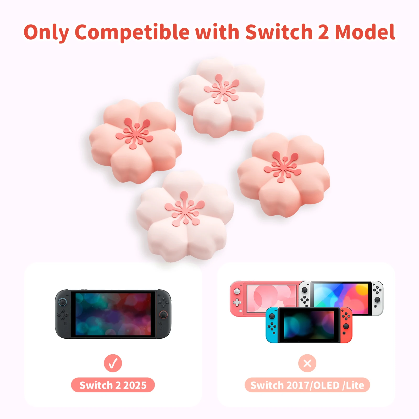 Geekshare 4 قطع من أغطية قبضة الإبهام المتوافقة مع أغطية عصا التحكم NS2 المصنوعة من السيليكون المضاد للانزلاق