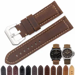 Suitable for Peinahai Watch Band Needle clasp Leather Men PAM111 441 Crazy Horse Leather Watch Band 20 | 22 | 24 | 26mm