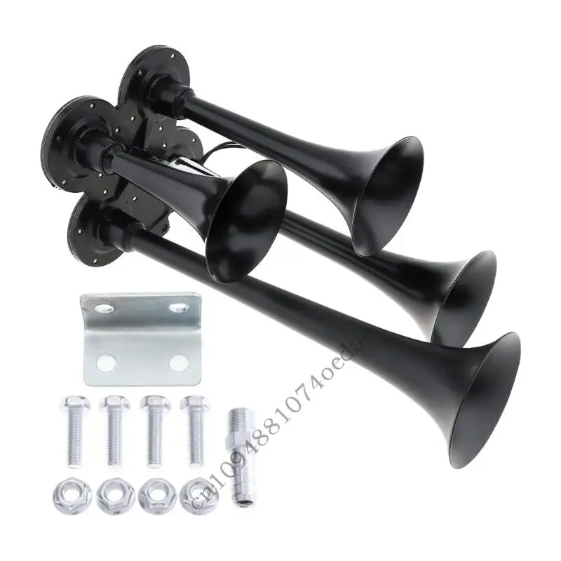 

0XXC Extreme Loud 4 Pipe Metal Vehicle Horn Electric Operated Impermeable for Automotive Safety