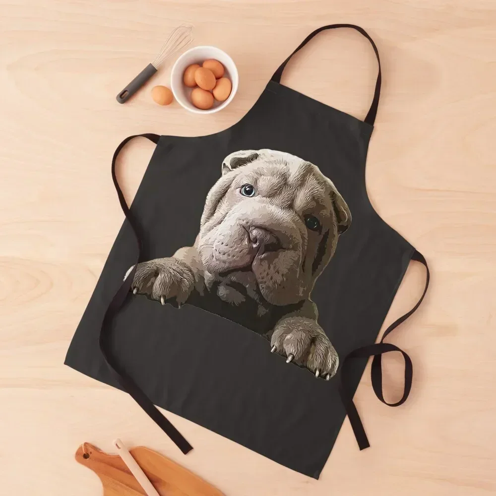 

Shar Pei Cute Puppy Dog Apron Cleaning Products For Home Sexy esthetician Women's Home Clothes Apron