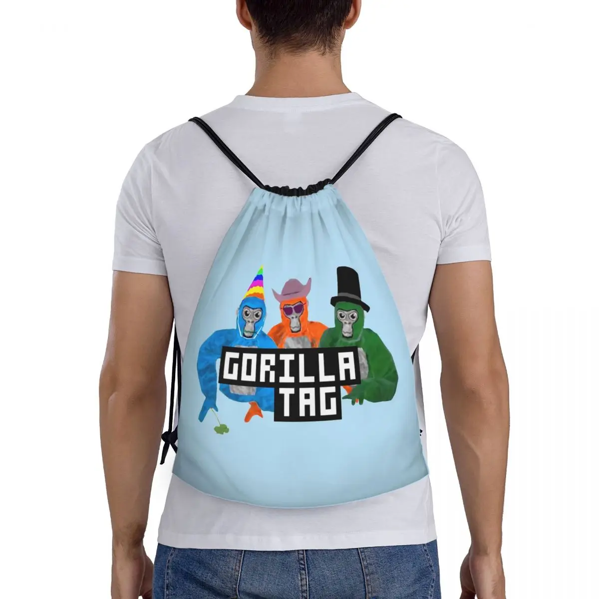 

Gorilla Tag Party Hat Gorilla Tag Merch Рюкзаки Портативный комплект на шнурке Карманная спортивная сумка Сумки для книг для мужчин и женщин Школьные