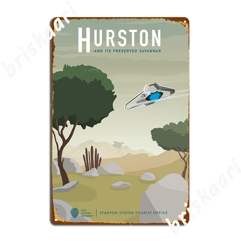 Hurston And Its Preserved Savannas Star Citizen Fan Art, cartel de placa de Metal, decoración de pared, Pub, cartel de estaño