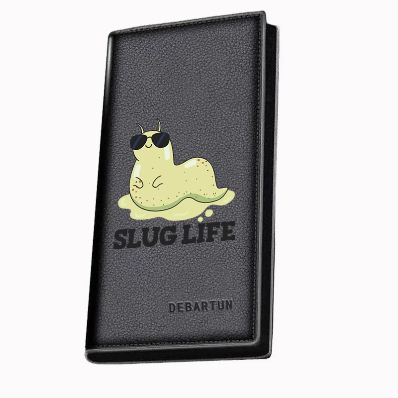 Cool slug wearing sunglasses,slug life Men's Long Wallets Business Stylish Printing Design Casual Use Christmas Valentine's Fath