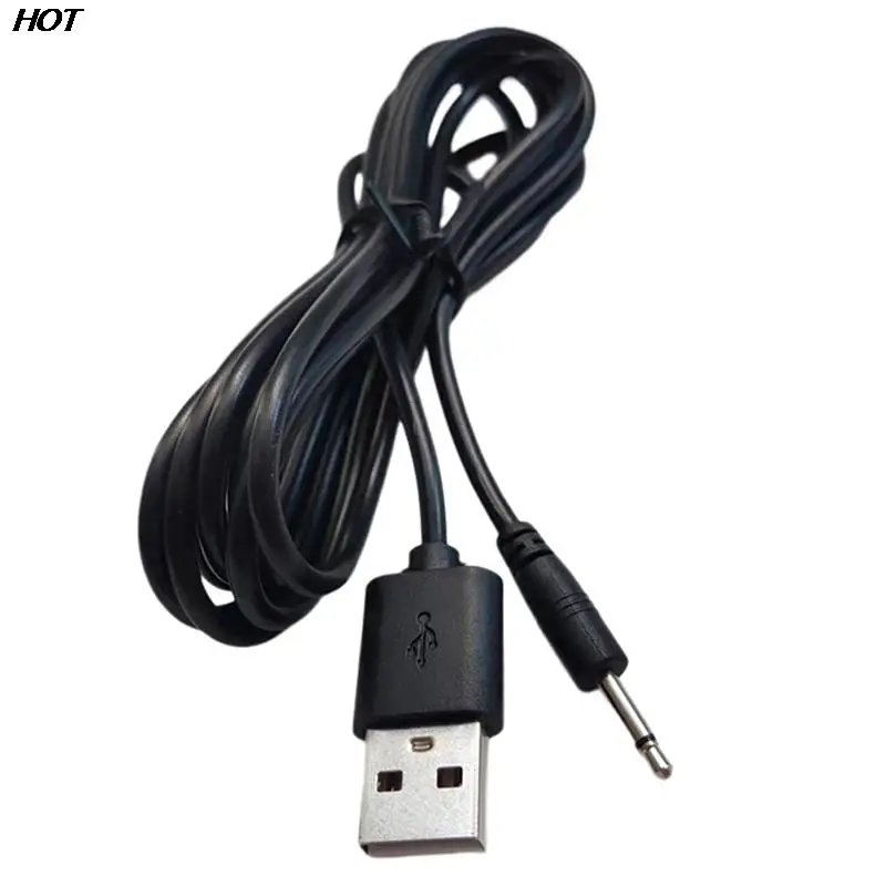 1PC USB to AUDIO DC 2.5mm Charging Cable Vibrator Charger Cord for Rechargeable Wand Massager(Black 24AWG)