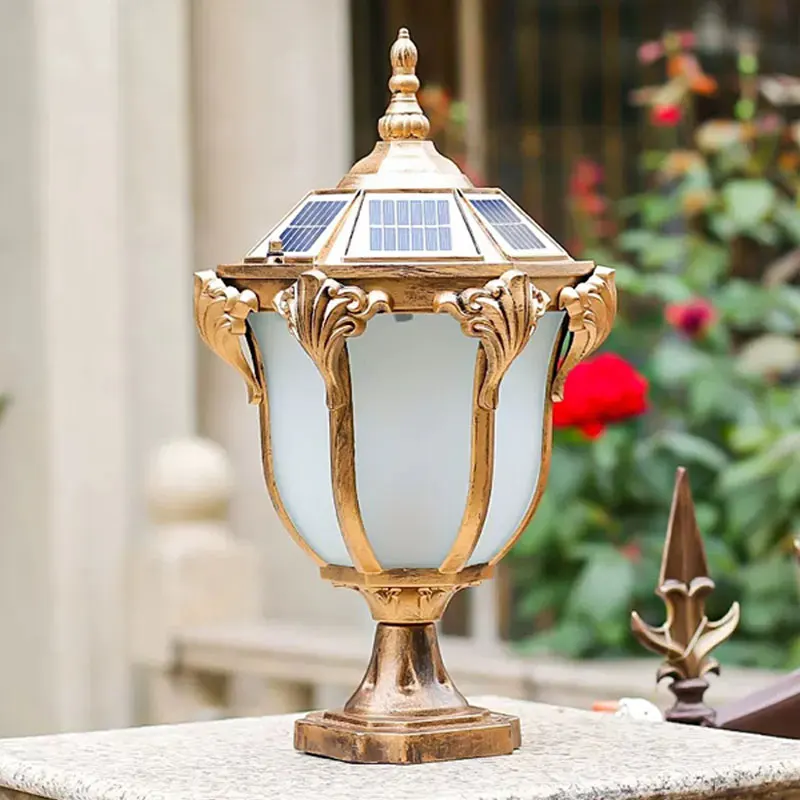 Solar Energy Outdoor LED Pillar Lamp Garden Light Waterproof IP43 Wall Lamp Pathway Landscape Solar Lights for Garden Decoration