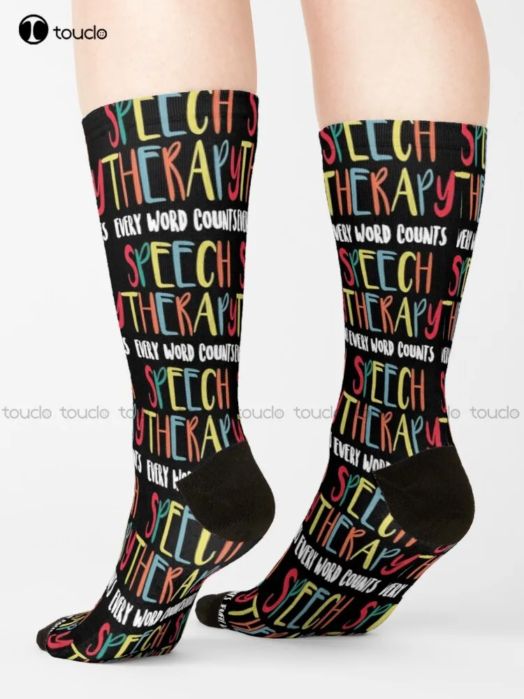 Speech Therapy Language Pathologist Socks Mens Novelty Socks Unisex Adult Teen Youth Socks 360° Digital Print Gd Hip Hop Gift