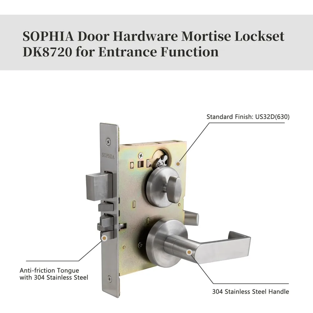 Commercial Entrance Front Door Mortise Lock & Keyless Smart Door Lock with Remote Control