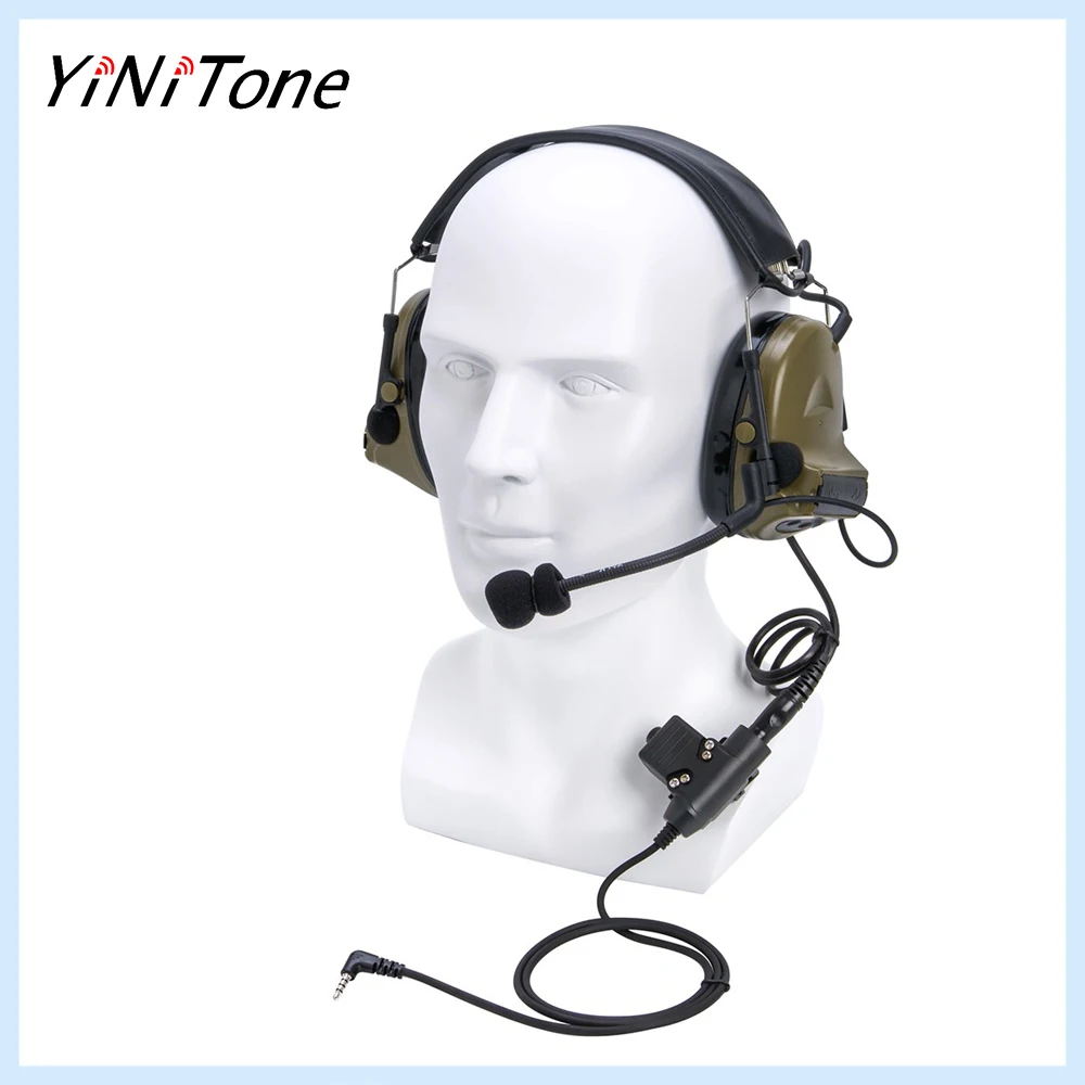 

Green Aviation Pilot Headset Microphone Noise Reduction Hearing Protection Shooting Headphone U94 PTT For Xiaomi Walkie Talkie 1