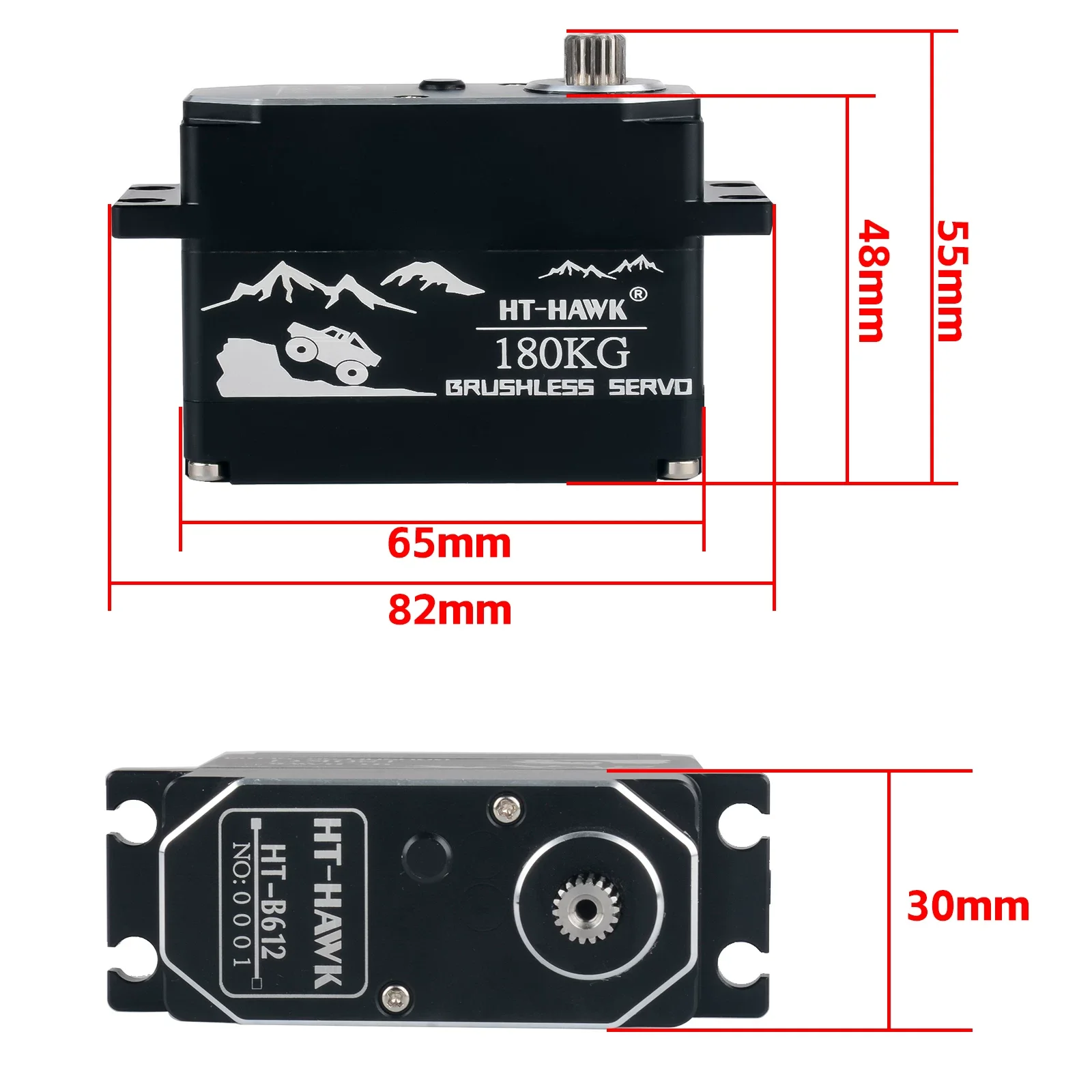 Hammer 180KG HV Brushless Digital Servo 18T Spline IP67 Waterproof All‑Steel Gear For 1/5 RC Monster Truck Kraton X‑Maxx XRT