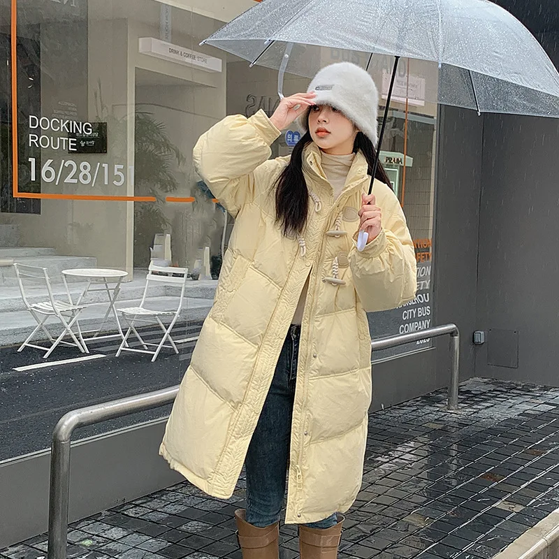 

Winter New Fashion Pockets Loose Coat Women Korean Warm Simple tops Zipper Female Parkas Long Down Coat Parkas Snow Wear Outwear