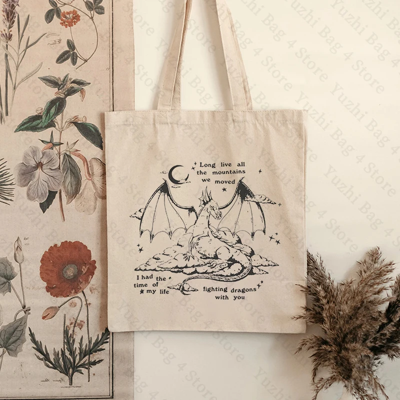 Swiftie Merch Midnight Album Tote Bag Women Canvas Bags Trend TS Version Shopping Bags Dragon Pattern Shoulder Bag Wholesale