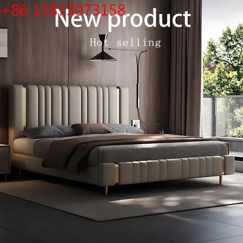 

2025 new Italian light luxury simple modern double master bedroom bed