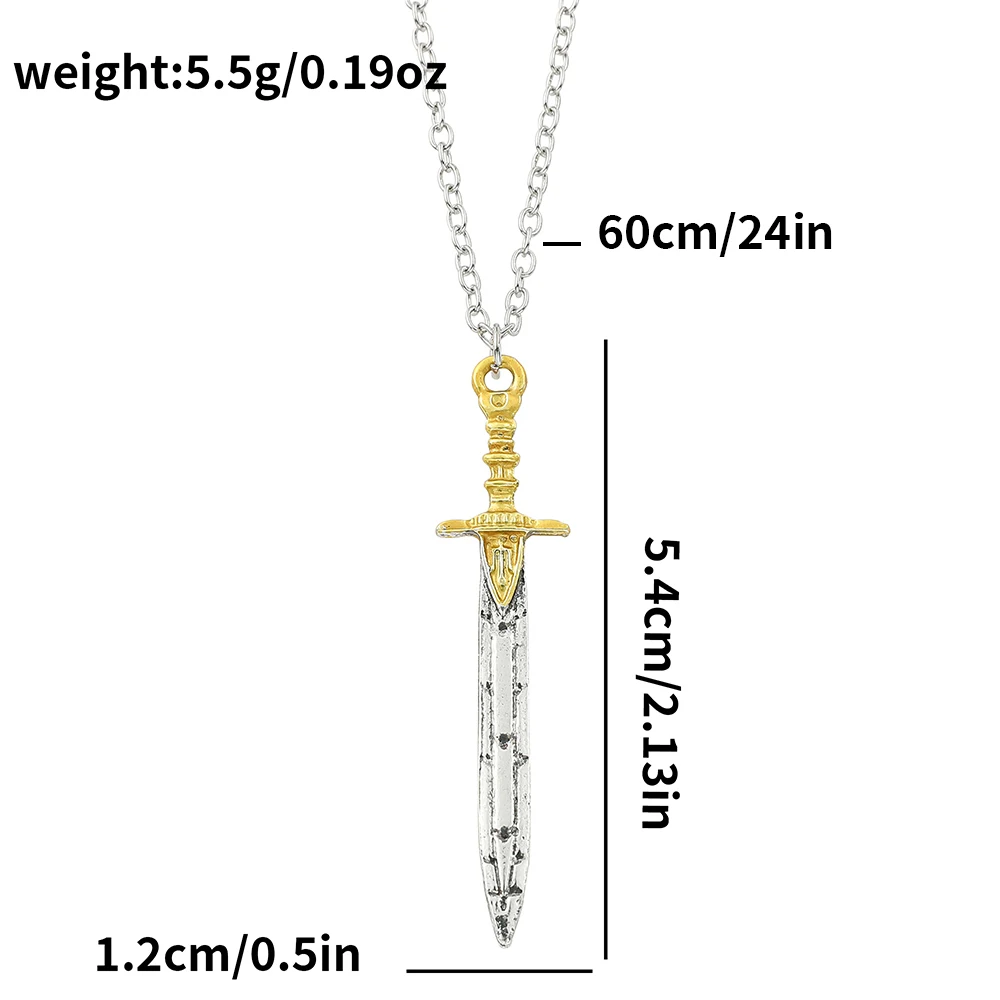 Sword Necklace for Men and Women, Vintage Jewelry, Party, Halloween, Club, Gift