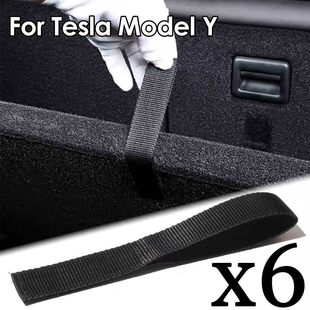 For Tesla Model Y Rear Trunk Rope DrawString Open Tail Box Cover Handle Pull Strap Car Organizer Accessories Mat Protection Pad