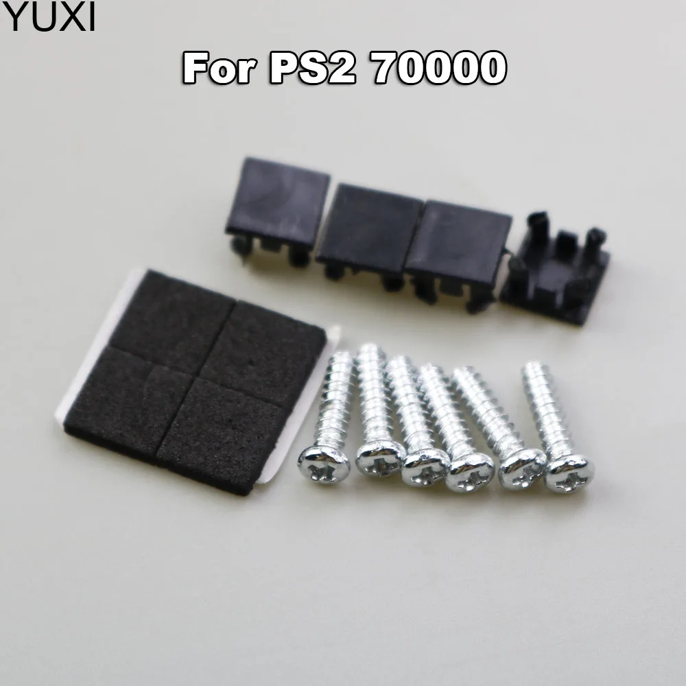 YUXI 1set Black Rubber Plug Screw Hole Pad Dust Plug Plastic Pad Set For PS2 70000 Console